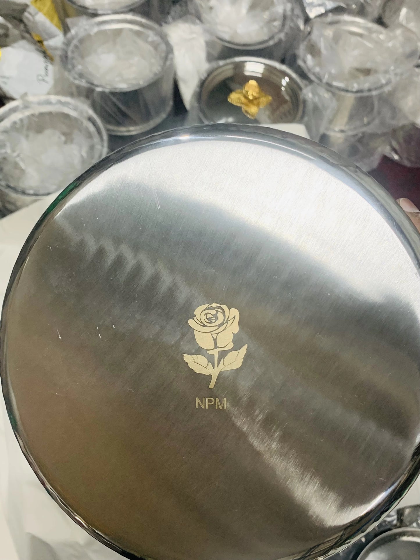 Premium handcrafted stainless steel saucepans and pan set of 4 with beautiful rose lids.